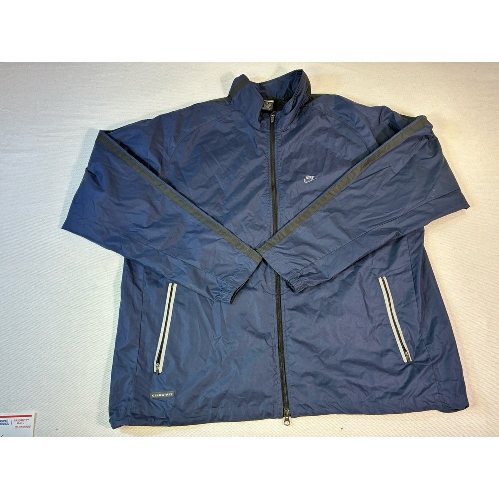 Vintage Nike Clima-FIT Men's XXL Navy‎ Blue Full Zip Windbreaker Jacket 2XL